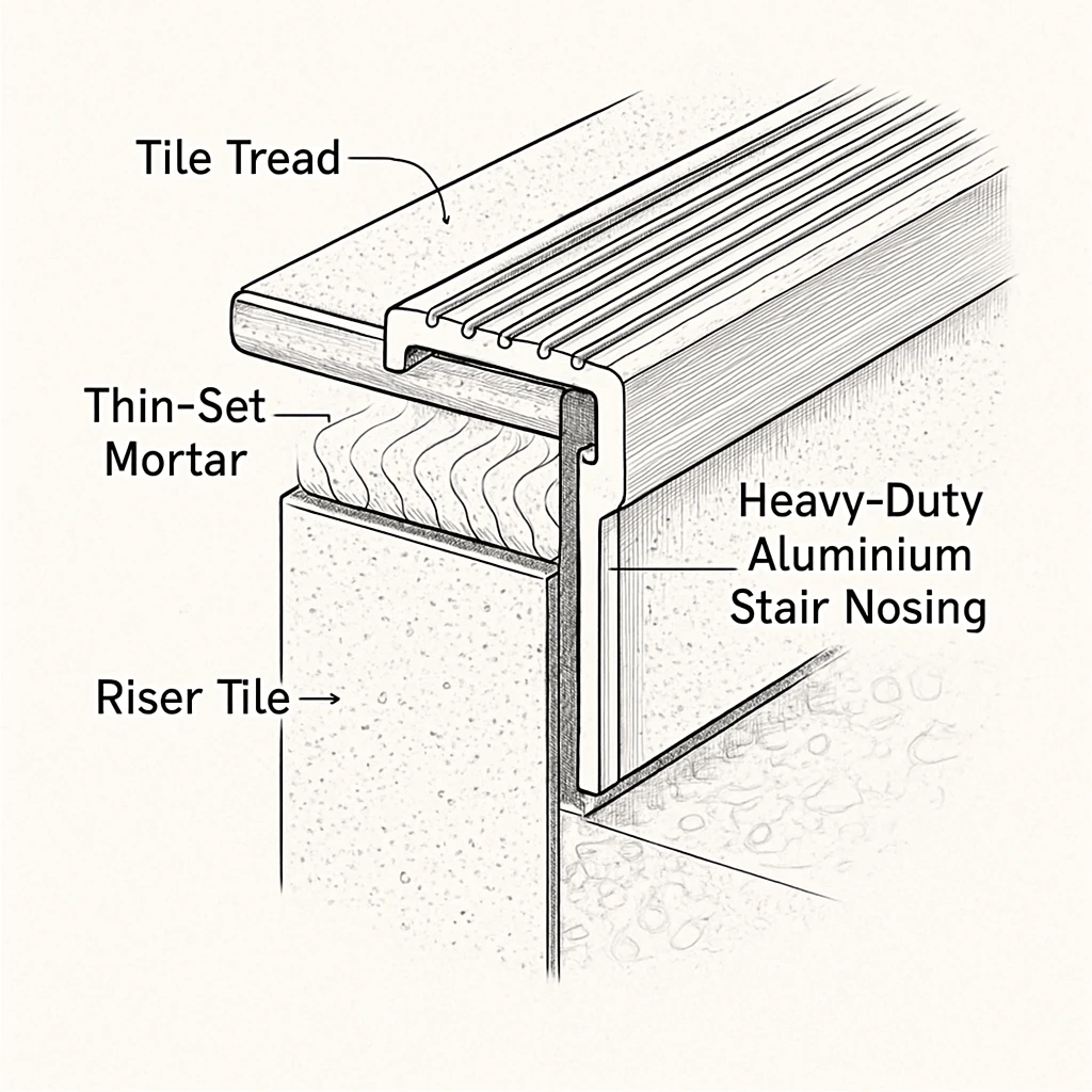 anti-slip stair nosing installation anti-slip stair nosing installation