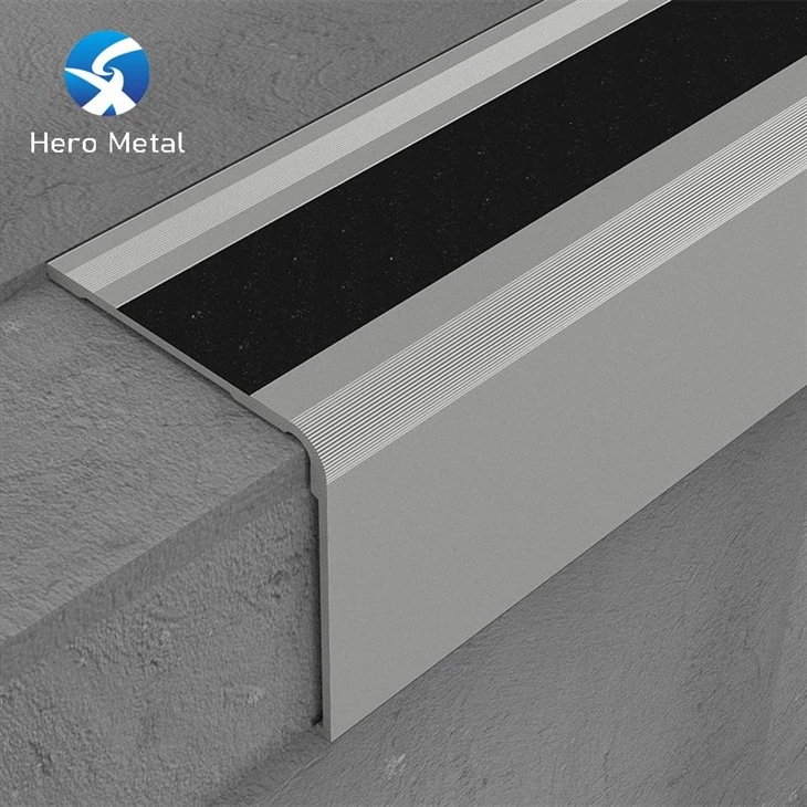 Non Slip Aluminium Stair Nosing With Black Rubber Insert price
