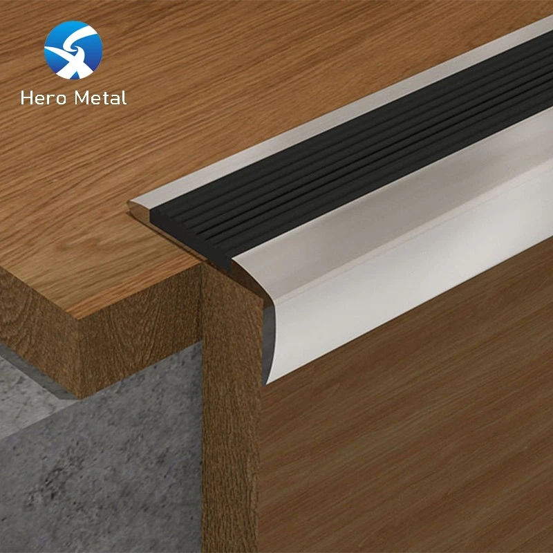 Non-Slip Aluminium Stair Nosing With Black Rubber Non-Slip Aluminium Stair Nosing With Black Rubber
